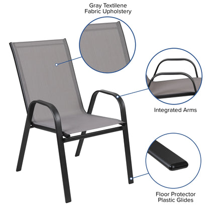 Flash Furniture Flash Furniture Brazos Series Outdoor Stackable Patio Chairs for Adults, Set of 4, Black
