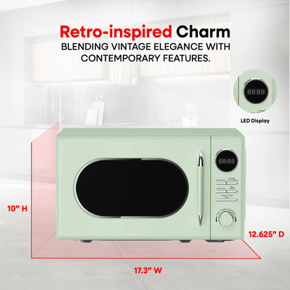 Magic Chef 0.7 Cubic Feet 700W Classic Retro Countertop Microwave, Green