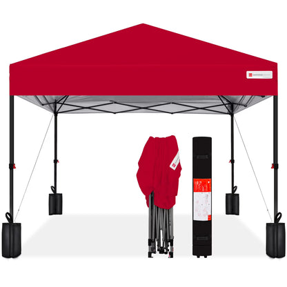 Best Choice Products 12x12ft Easy Setup Pop Up Canopy w/ 1-Button Setup, Wheeled Case, 4 Weight Bags - Navy Blue