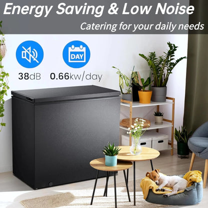 LHRIVER 7.0 cu. ft. Chest Deep Freezer with Adjustable Temperature, Free Standing Top Open Door Compact Freezer with 3 Removable Basket for Kitchen, Home, Bar, Garage, Office