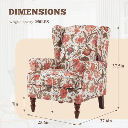 EROMMY Upholstered Accent Chair, Floral Print Fabric Armchair