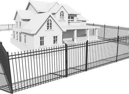 Fencer Wire Heavy Duty Pinnacle Fence Gate, 6FT Height x 4FT Width Outdoor Fence Gate, Outdoor Anti-Rust Metal Steel Gate for Fencing Barrier, Decorative Garden Gate for Residential, Yard, Pool,Patio