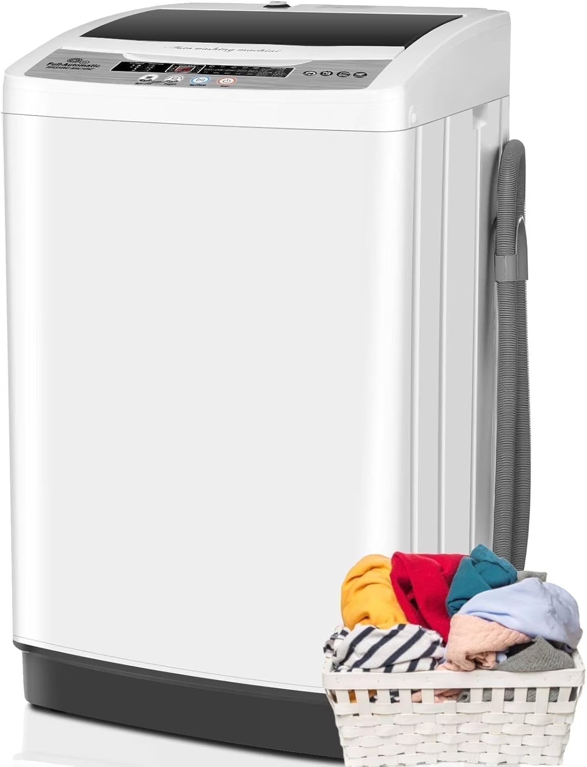 Qhomic Portable Washing Machine, 17.8lbs Large Fully-Automatic Laundry Washer, 10 Washing Programs & 8 Water Levels Selections Machine Ideal for Apartments Dorms Families