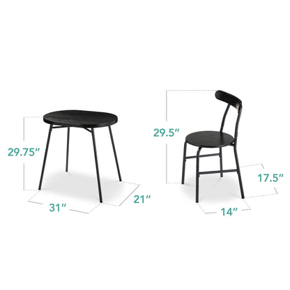 Best Choice Products 3-Piece Modern Oval Dining Table Set, Small Kitchen Dinette w/ 2 Chairs - Black/Black