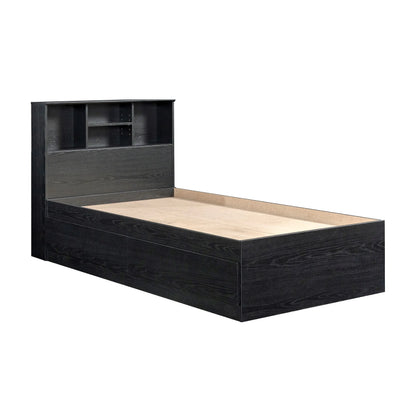 Your Zone Easy to Assemble Storage Bed with Bookcase Headboard, Twin, Natural Teak Finish