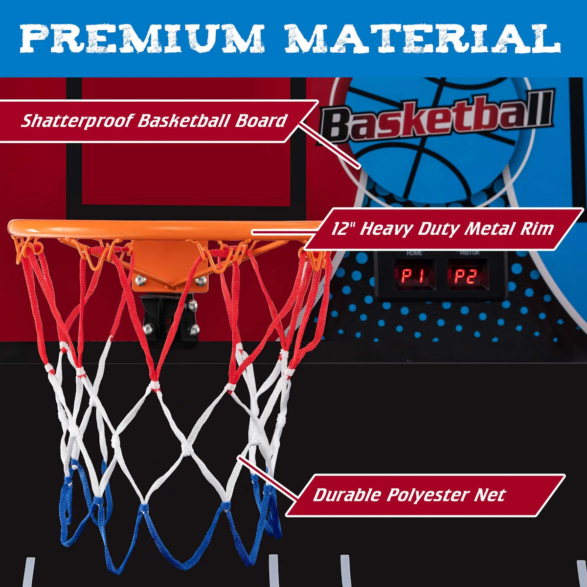 Costway Dual Shot Basketball Arcade Game with 8 Game Modes Electronic Scoring Blue