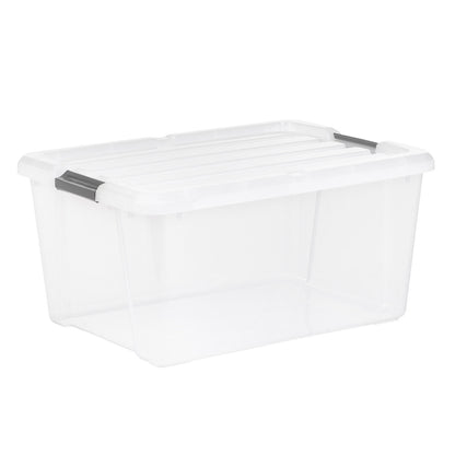 IRIS 45QT Clear Storage Bin with Buckles, 6-pack