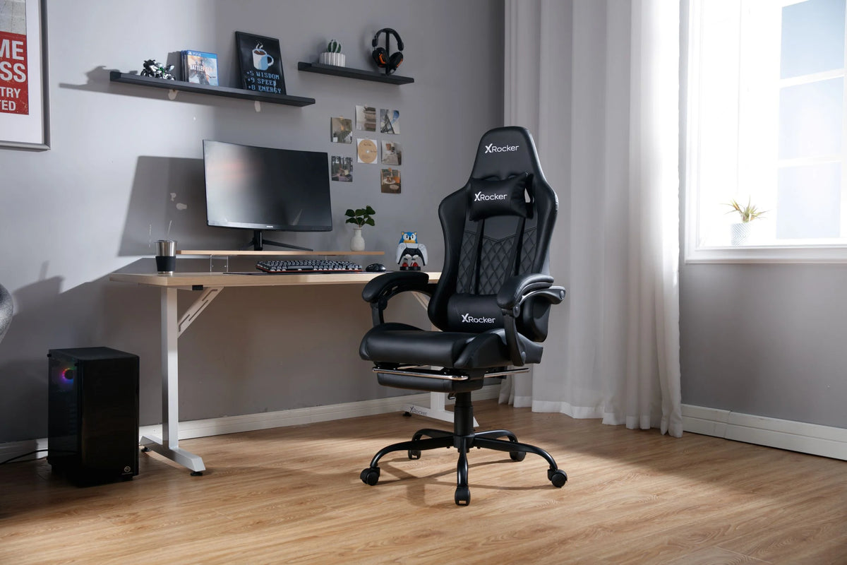 X Rocker Apex PC Gaming Chair with Massage Function and Footrest, Red