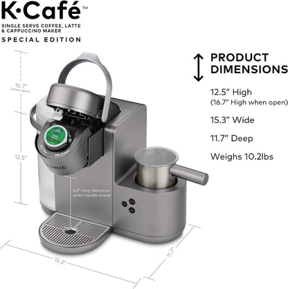 Keurig K-Cafe Special Edition Single-Serve Programmable Energy Efficient Button Controls K-Cup Pod Coffee, Latte, and Cappuccino Maker (Nickel)