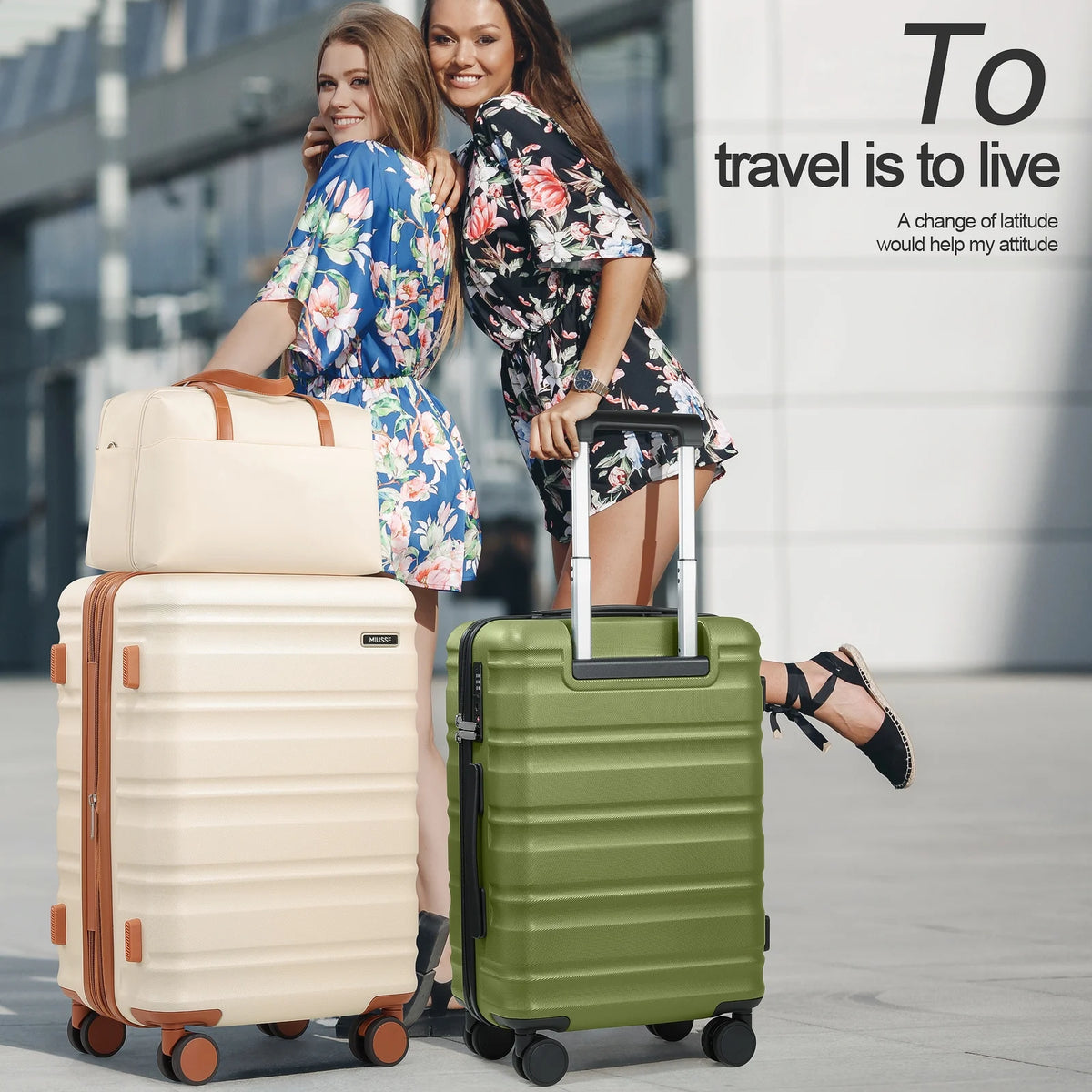 MIUSSE Luggage Sets 3 Piece, 20 Inch Carry On Luggage with Wheels, 100% PC Hardshell Suitcase with TSA Lock, Carry On Suitcases Airline Approved With Travel Backpack for Men Women