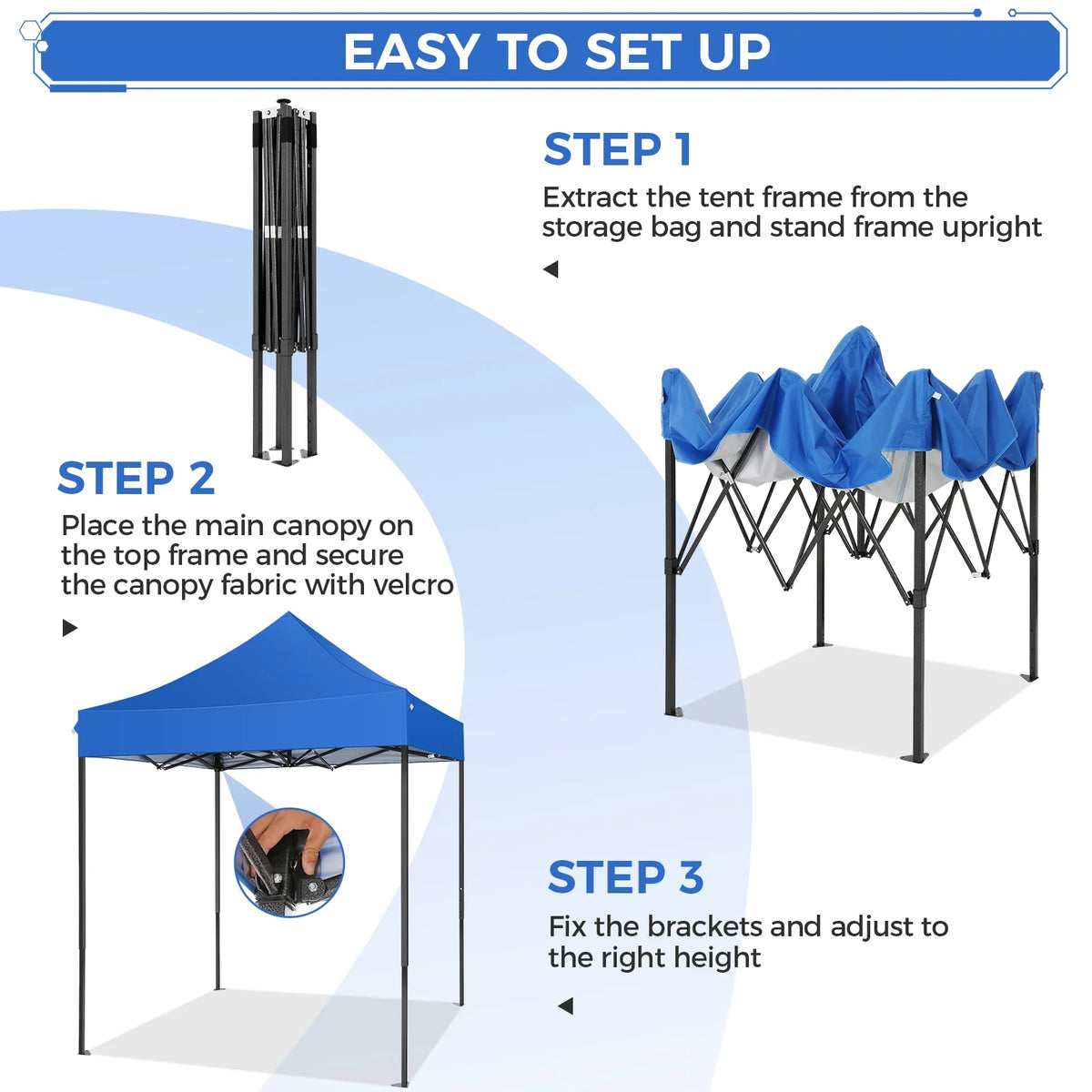 SANOPY 6.6 x 6.6 FT Pop Up Canopy Tent, Heavy Duty Canopy Easy Set up All Weather Waterproof Outdoor Canopy Tent for Parties, Beach, Garden, Camping with 1 Handbag, 3 Adjustable Heights, UPF50+