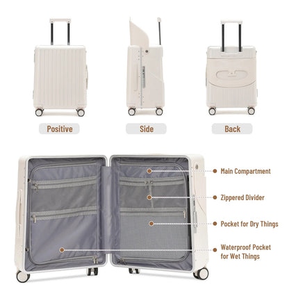 Fridtrip 20 Inch Carry On TSA Lock Luggage with for Kids& Adult,Lockable Spinner Wheels Free Luggage Cover and Safety Seatbelt Travel Suitcase