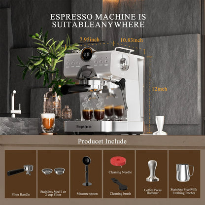 Empstorm 20 Bar Espresso Machine, Hot and Iced Coffee Machine with Cold Brew, Espresso Maker with Milk Frother,with 51oz Water Tank,for Latte, Cappuccino, Cold Brew
