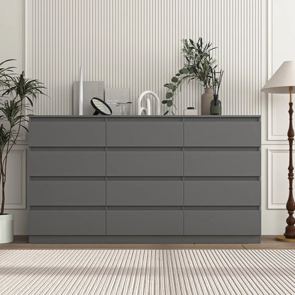 Resenkos Modern Mid Century 6 Drawer Wide Dressers Chests for Bedroom, Chest of Drawer Organizer Grey