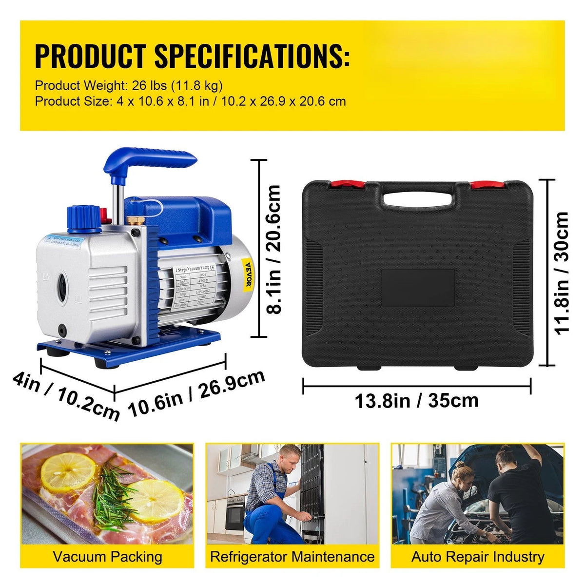 Vacuum Pump 4.8CFM 1/3 HP Single Stage HVAC A/C Refrigeration Kit 5PA Ultimate Vacuum Manifold Gauge Set R410A R134A R22 HVAC AC, 4-Way Manifold Gauge and Hose for Air Conditioning Systems