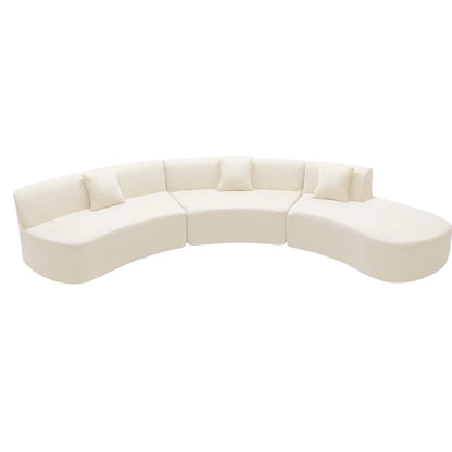 Harper & Bright Designs Modern Curved Floor Sofa Set, Modular Sectional Sponge Couch for Living Room, 2 PC Free Combination No Assembly Foam-Filled Sofa, Beige