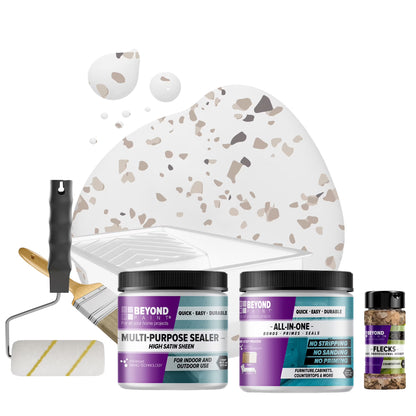 Beyond Paint Countertop Makeover Kit with Paint, Sealer, Flecks and Tools for Countertops, Bright White