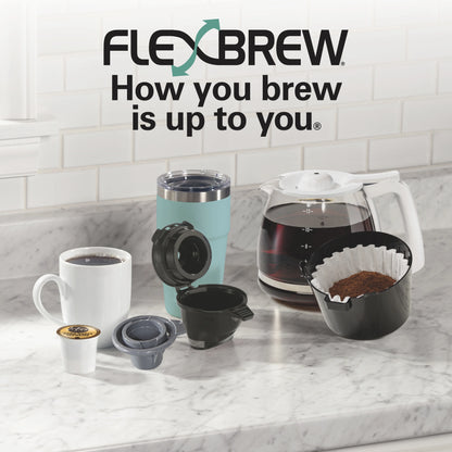 Hamilton Beach FlexBrew Coffee Maker, K Cup Pod Compatible Single Serve Coffee Maker & 12-Cup Coffee Pot, Black
