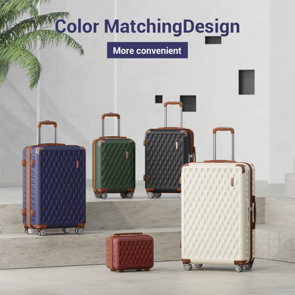 Melalenia - 7 Luggage Sets ABS Hardside Spinner Luggage -With Spinner Wheels and TSA Lock-White