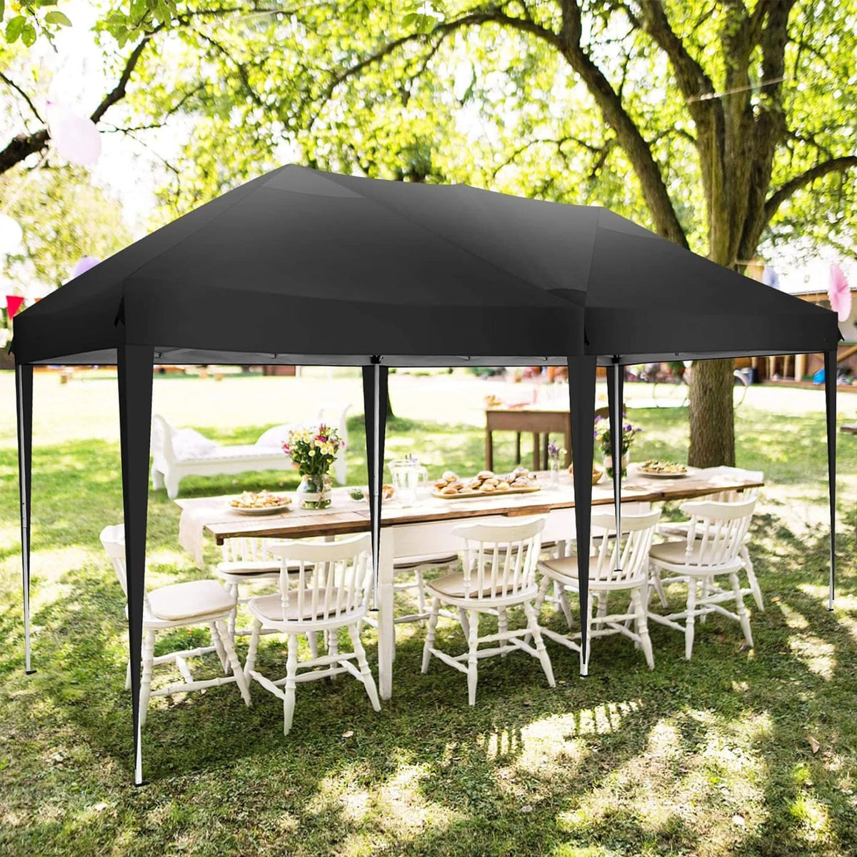 SANOPY 10'x10' EZ Pop Up Canopy Tent Outdoor Party Instant Shelter Portable Folding Beach Canopy with 4 Sandbag & Carrying Bag, Black