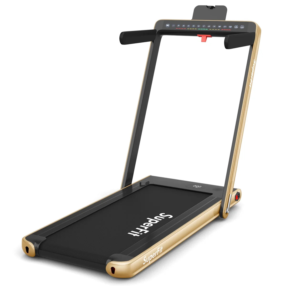 Gymax 2 in 1 Folding Treadmill 2.25HP Running Machine w/ Dual Display APP Control Black