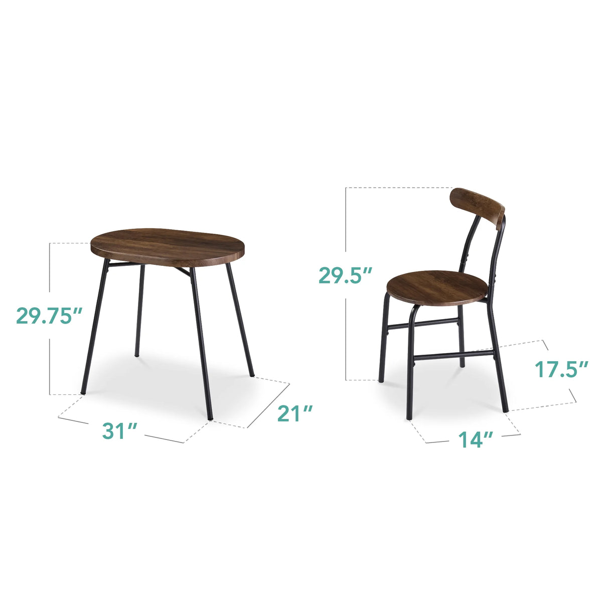 Best Choice Products 3-Piece Modern Oval Dining Table Set, Small Kitchen Dinette w/ 2 Chairs - Black/Black