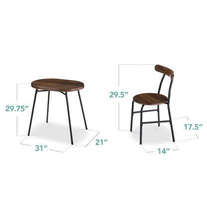 Best Choice Products 3-Piece Modern Oval Dining Table Set, Small Kitchen Dinette w/ 2 Chairs - Black/Black