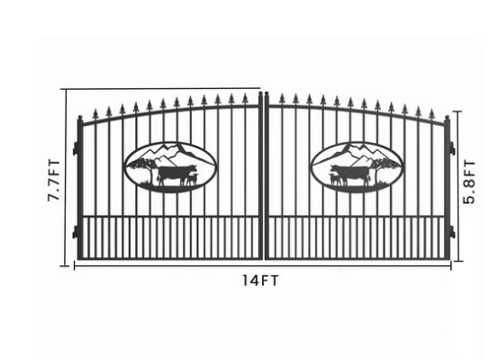 Outdoor Dual Swing Wrought Iron Gate for Driveway, Security Gate, Outdoor Fence Gate, Vienna Style for Yard, Backyard Patio�� 20'Star��