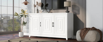 Euroco Modern TV Stand with Adjustable Shelves & Solid Wood Legs �C Media Console Cabinet with Storage for Living Room or Bedroom