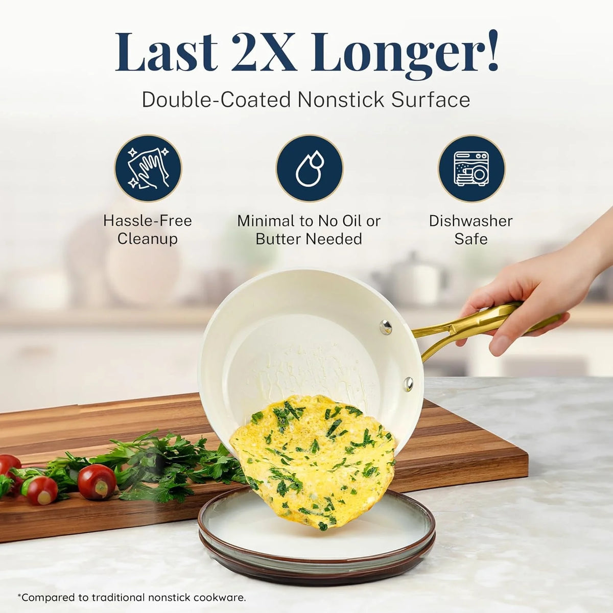 Gotham Steel 12 Pc Ceramic Cookware Set Nonstick, Pots and Pans Set Non Stick for Kitchen with Frying Pan, Sauce Pan, Pots and Pans for Cooking, Non Toxic Cookware Sets, Oven/Dishwasher Safe, Navy