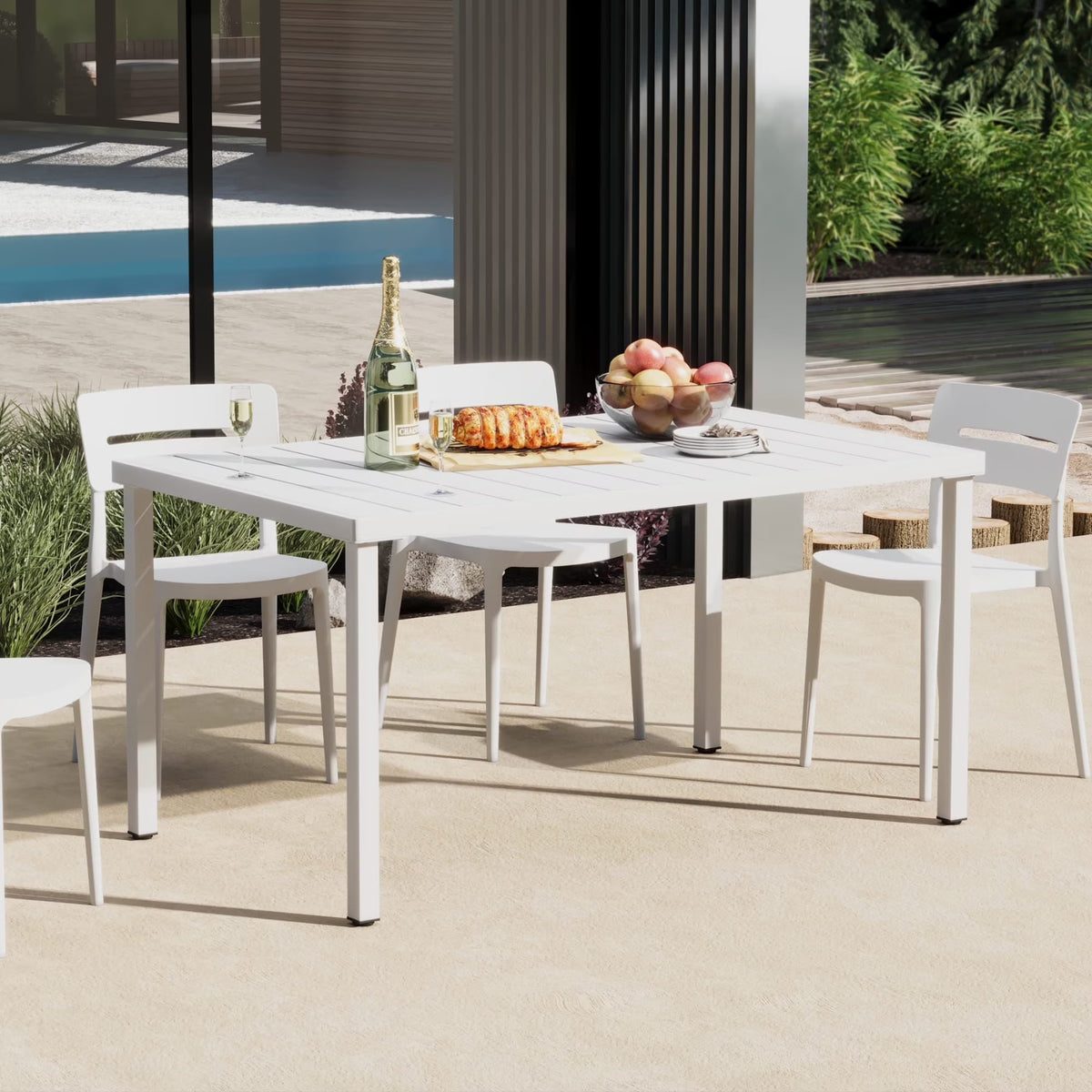 WestinTrends Playa 59" Iron Metal Outdoor Rectangular Patio Dining Table For 6, Olive Green