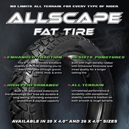 HEB ALLSCAPE Heavy Duty 20x4 Bike Tire + Tube - Includes 2 Tires for Optimal Performance