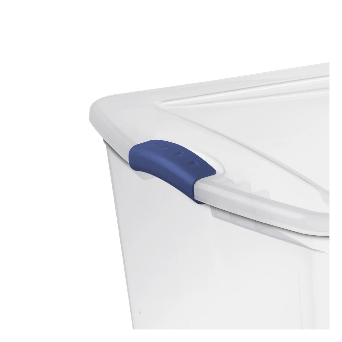 Sterilite 105 Quart Latch Box, Clear Plastic Storage Bin with Clear Lid, Blue, 4 Count