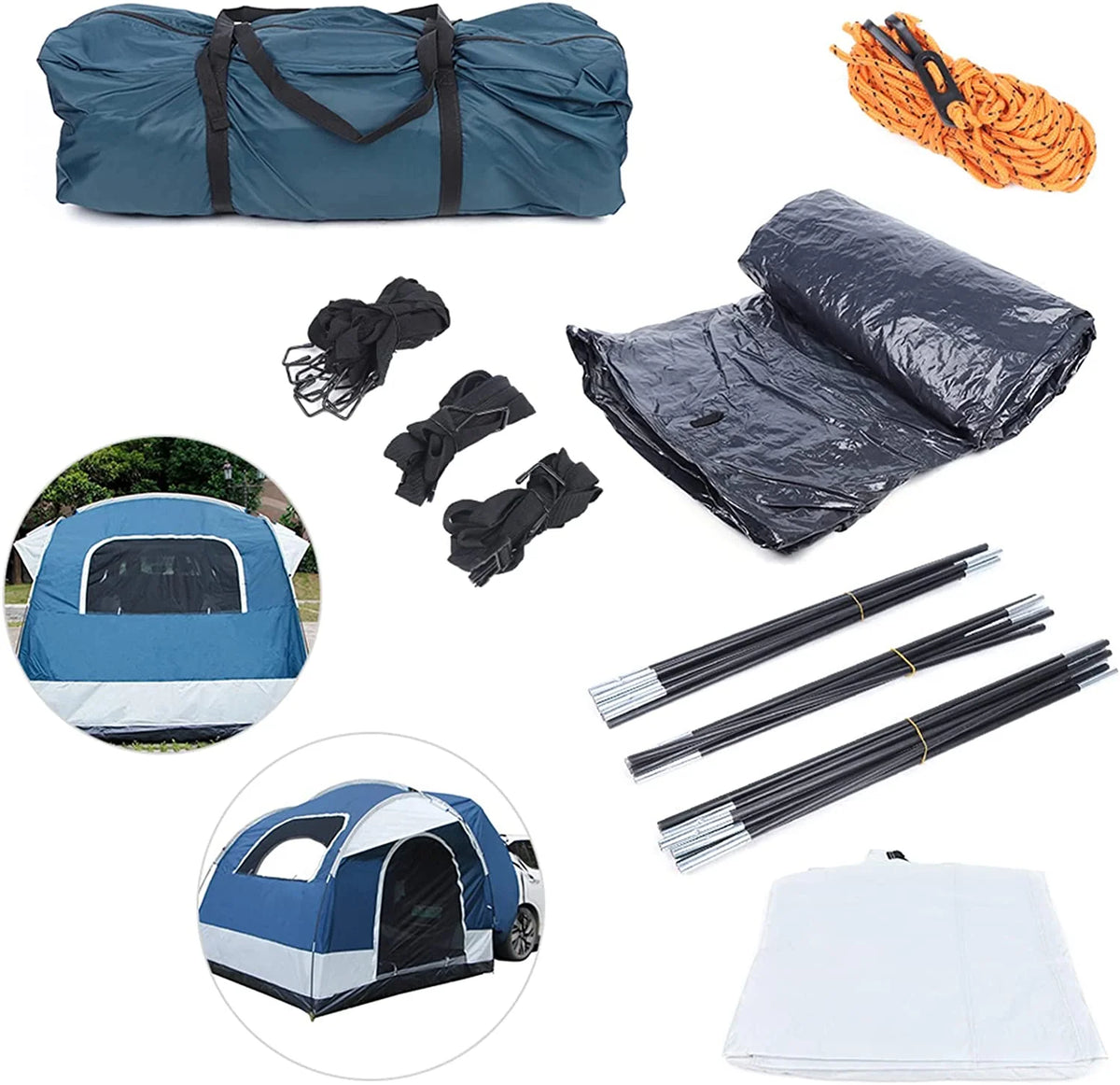 SUV Tent for Camping, Universal Car Tent 4-6 Person SUV Tailgate Tent Sun Shelter Camping Tent for Camping SUV Outdoor Travel (US Stock)