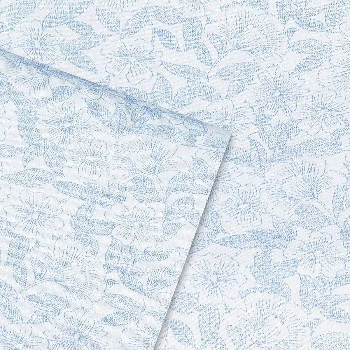 Laura Ashley Home - Full Sheets, Soft Sateen Cotton Bedding Set - Sleek, Smooth, & Breathable Home Decor,Blossoming Blue Blossoming Blue/White Full