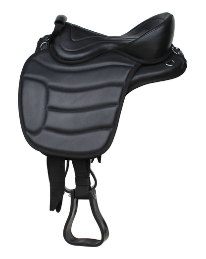 15" Western Horse Bareback Treeless Leather Saddle Pleasure Trail Riding 49103BK