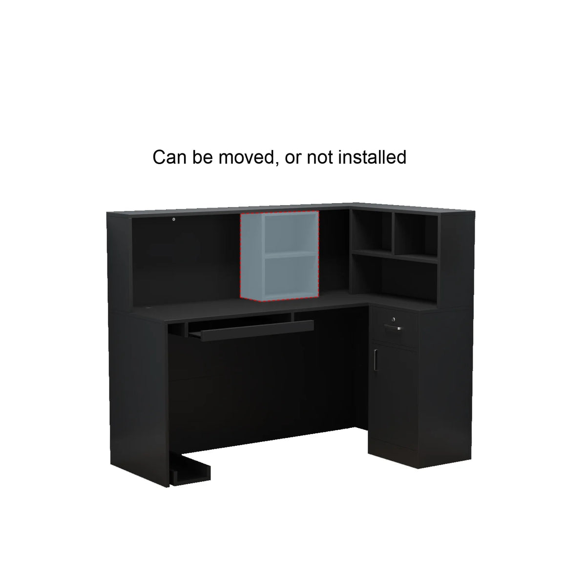 MONSLIPA L-Shape Wood Reception Desk with , Register Stand Reception Center Desk, White
