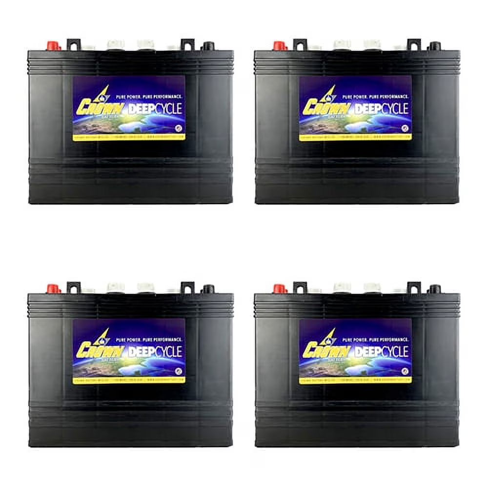 4 Pack, 48V - 12 Volt Golf Cart Batteries - Crown Battery T-1275 Club Car EzGo