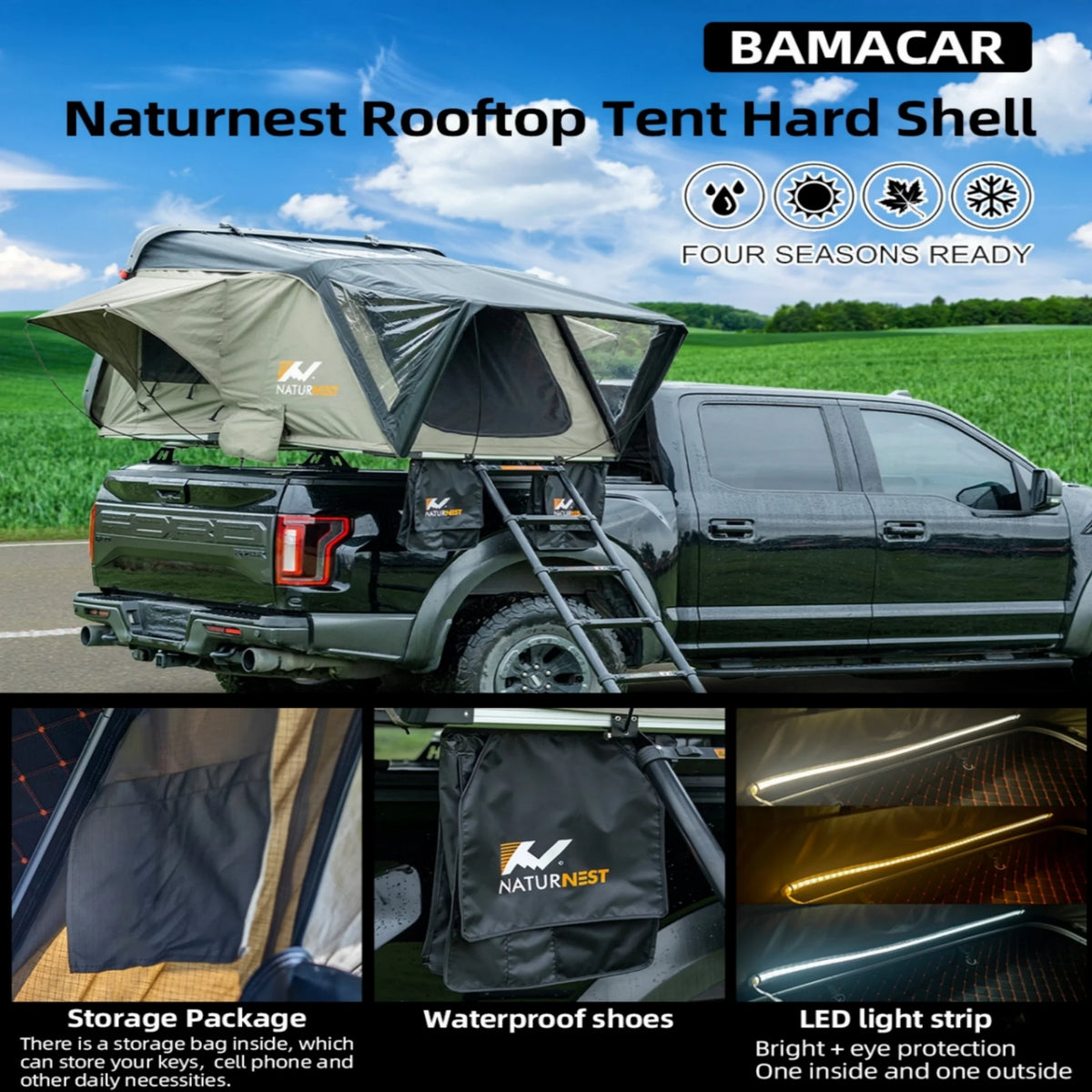 BAMACAR 3-Wheel Folding Mobility Scooter Lightweight for Seniors & Adults 300 lbs, Portable Powered Handicap All Terrain Travel Scooter, Mobility Scooters Foldable Collapsible Electric Scooters Black