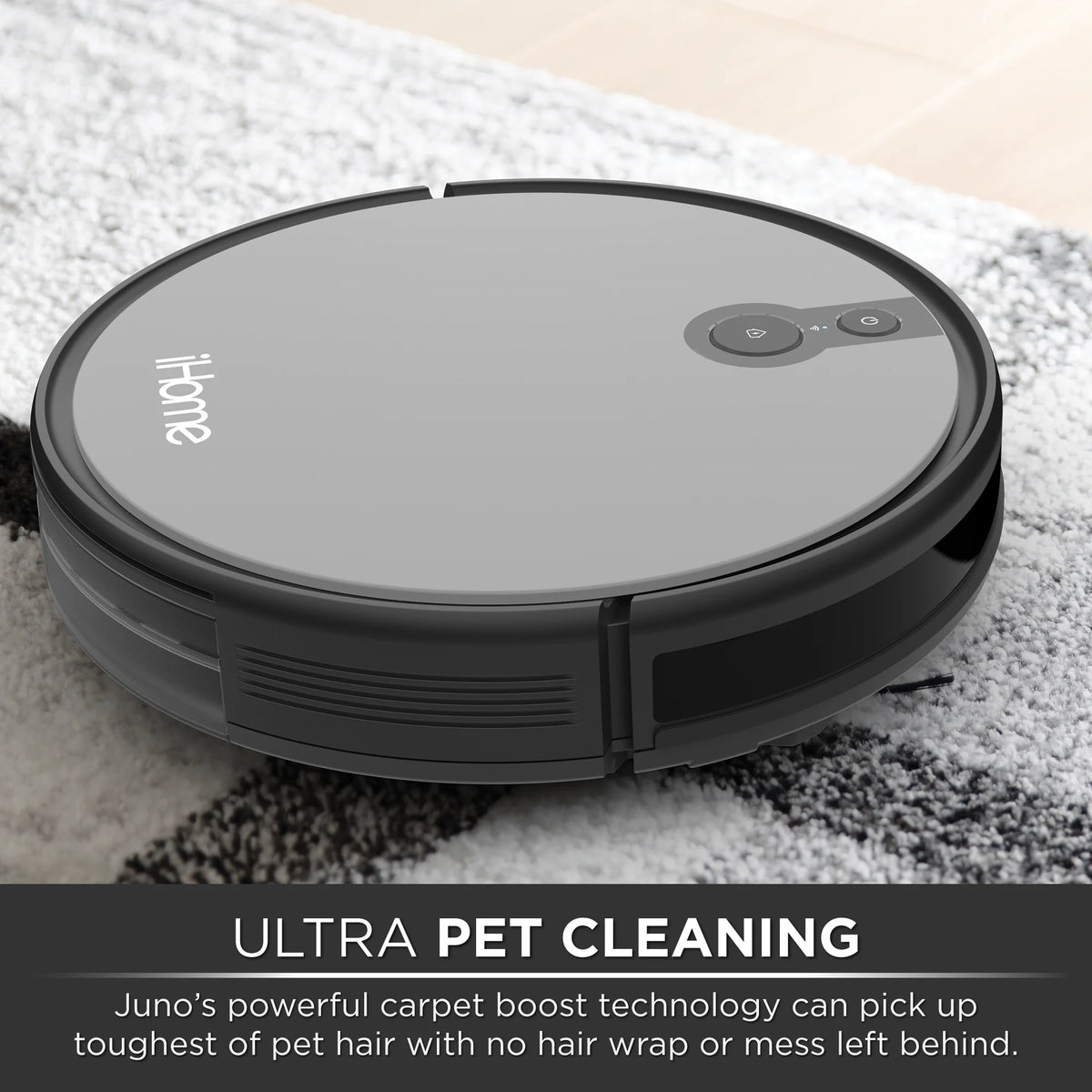 iHome AutoVac Juno Robot Vacuum, Mapping Technology, Strong Suction, 120 Min Runtime, App + Remote Control, New