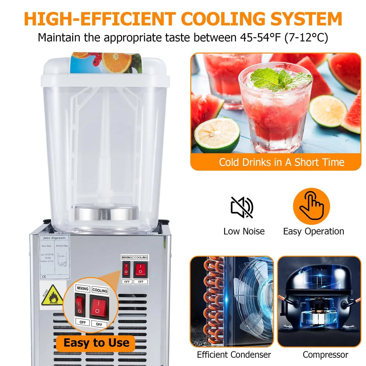 TROPOW Commercial Beverage Dispenser, 2 Tanks ,Juice Dispenser, 380W Stainless Steel Food Grade Lemonade Dispenser With Thermostat Controller, Drink Dispensers for Parties Restaurant