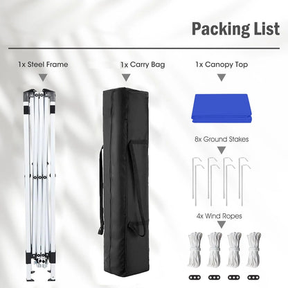 GVDV Canopy Tent, 10x10 ft Easy Pop up Outdoor Canopy Tent, Portable Straight Leg Gazebo Instant Canopy, Blue