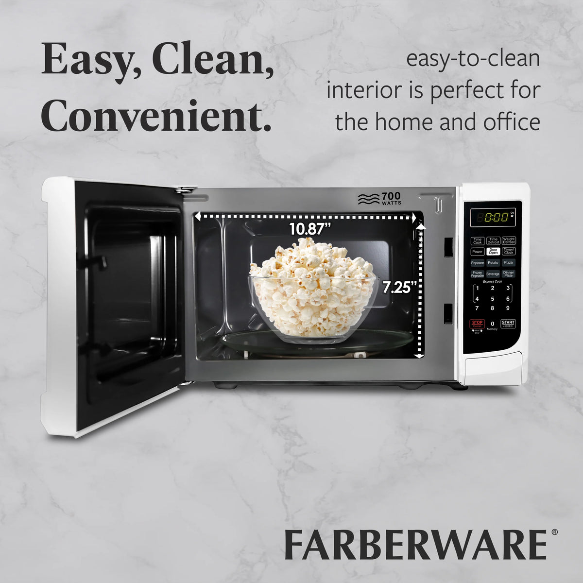 Farberware Countertop Microwave Oven with LED Lighting & Child Lock, 0.7 Cu Ft Black