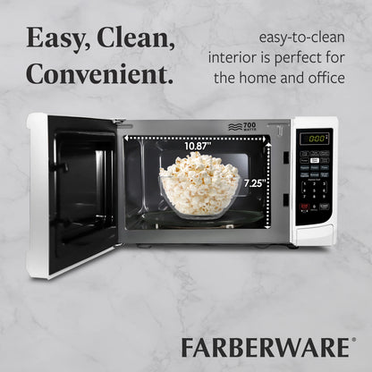 Farberware Countertop Microwave Oven with LED Lighting & Child Lock, 0.7 Cu Ft Black