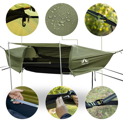 Lay Flat Hammock Tent Camping Hammock Tent with Mosquito Net Hanging Bed Armygreen