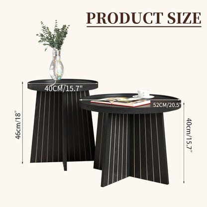 Round Coffee Table, Nesting Coffee Tables Set of 2, Circular Coffee Table
