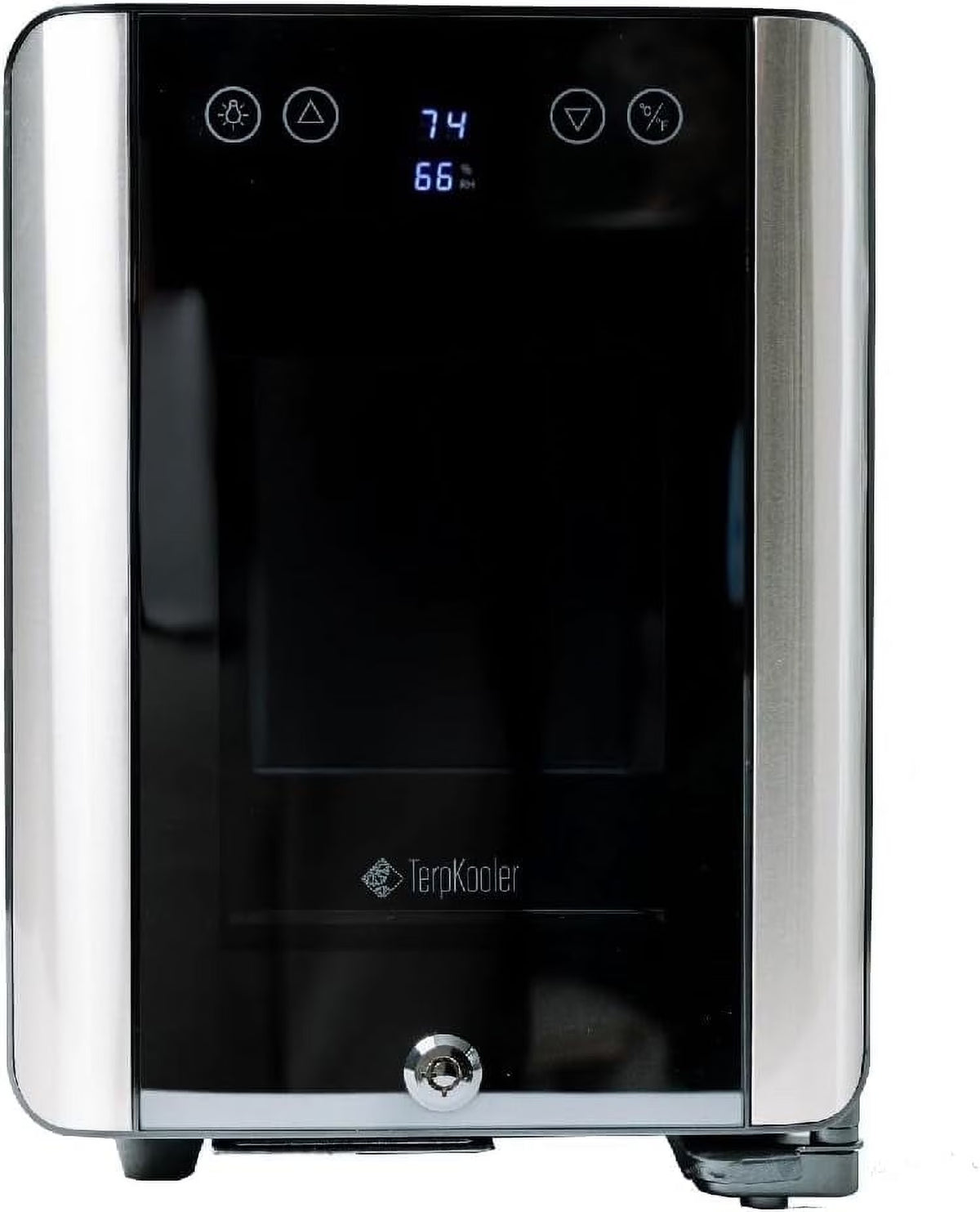 Essential Cooler - Mini Fridge with Temp & Humidity Control, 3 USB Ports, Smoked Glass Shelves, Lockable UV Glass Door for Cosmetics, Skin Care, Medicine, Herbs, and More
