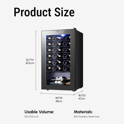 Yeego Wine Refrigerator Cooler, 34 Bottle Small Wine Fridge, Mini Freestanding Wine Cellars for Home, Office