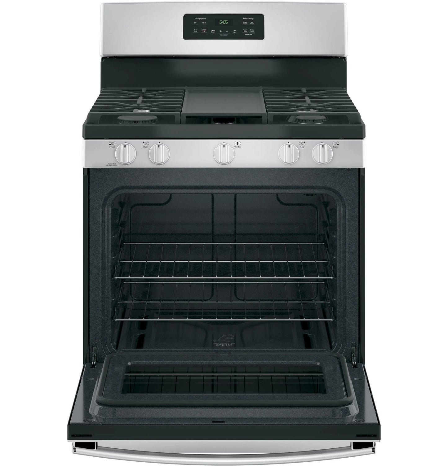 GE? 30" 5.0 cu. ft. Free-Standing Gas Range in Stainless Steel