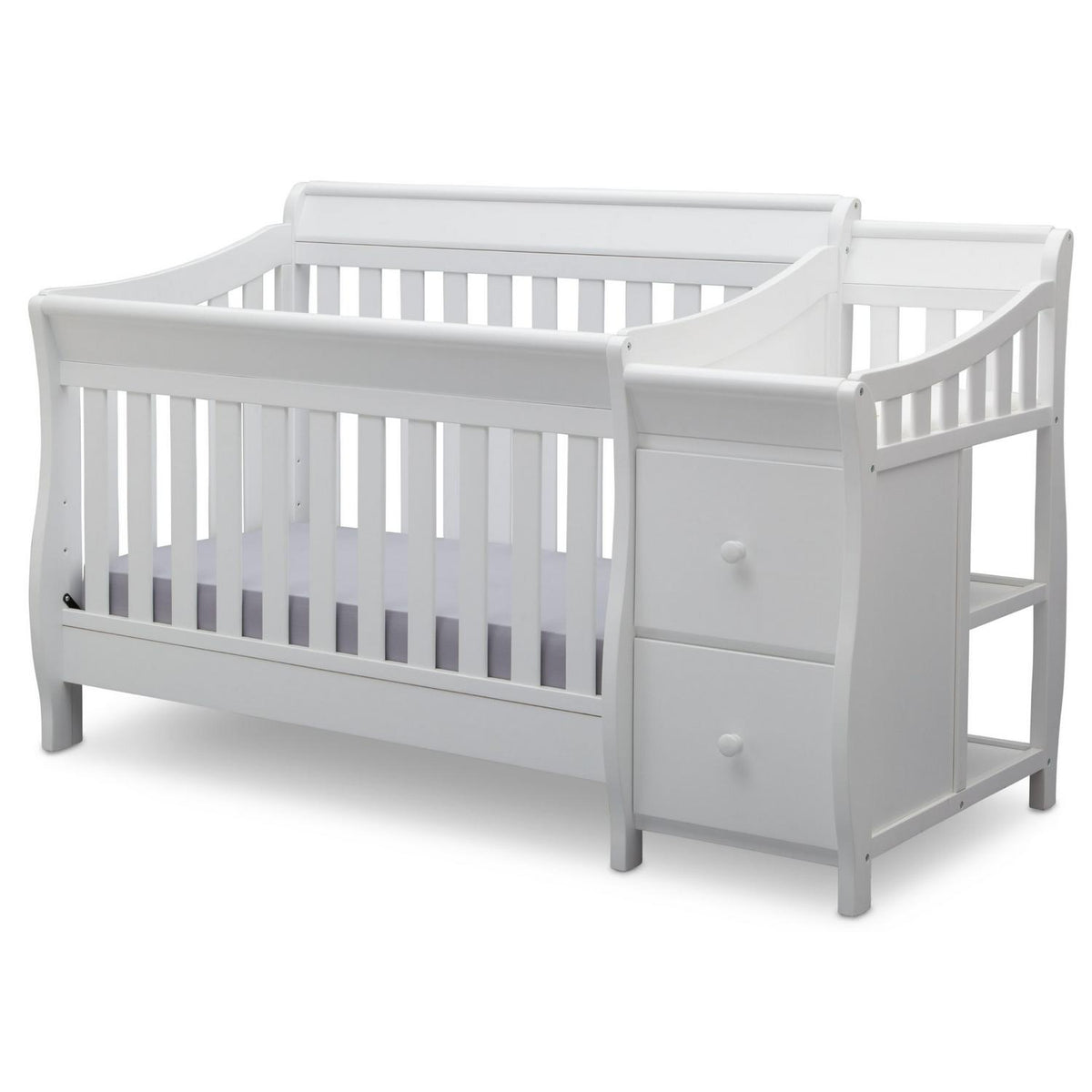 Delta Children Bentley S 4-in-1 Convertible Baby Crib and Changer. White
